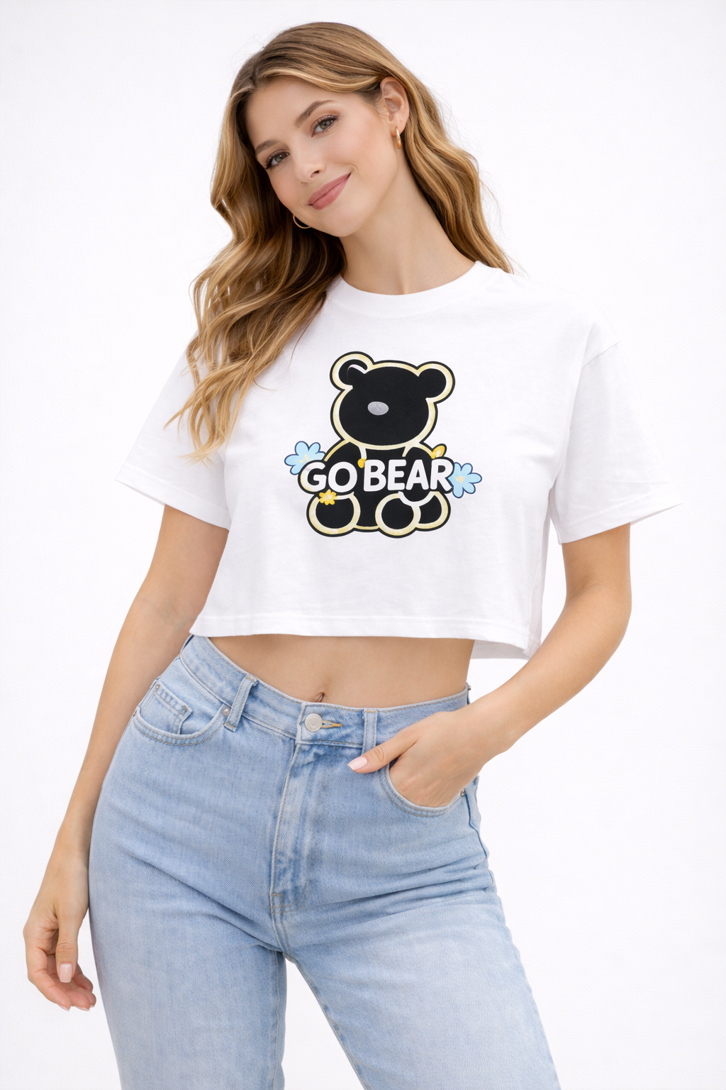 TheBlackFoxx Go Bear Black Crop Top